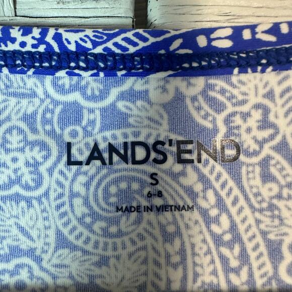 Lands End women’s dress cover-up T-shirt, Paisley, blue white coastal travel - Picture 3 of 7